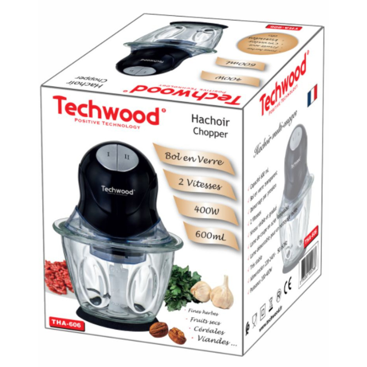Techwood black 400W chopper 0.6L.