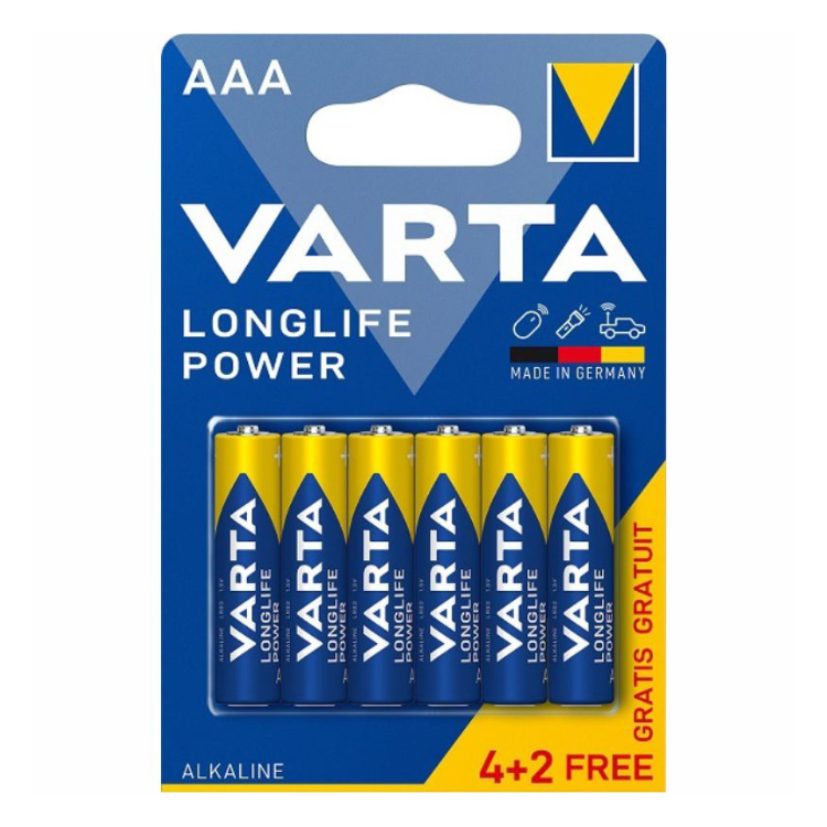 Pilhas Varta 4x+2xAAA LR03 Longlife Power 1,5V