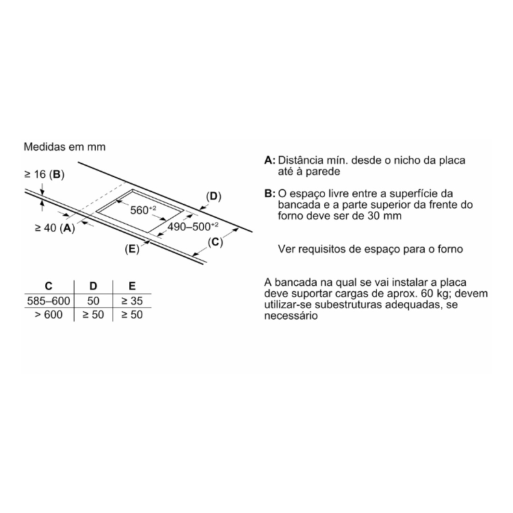 Placa de Indução Bosch Serie 6 PXJ675HC1E 7400W 3 Zonas 60cm