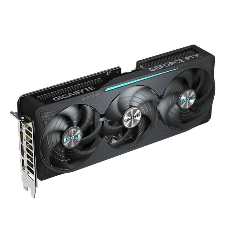 Gigabyte NVIDIA GeForce RTX 5060 TI Windforce Max OC 16GB GDDR7 graphics card, black with three fans and blue accents.