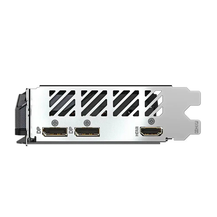 Gigabyte Radeon RX 9060 XT Gaming OC 16GB GDDR6 graphics card, silver, with HDMI and DisplayPort ports.