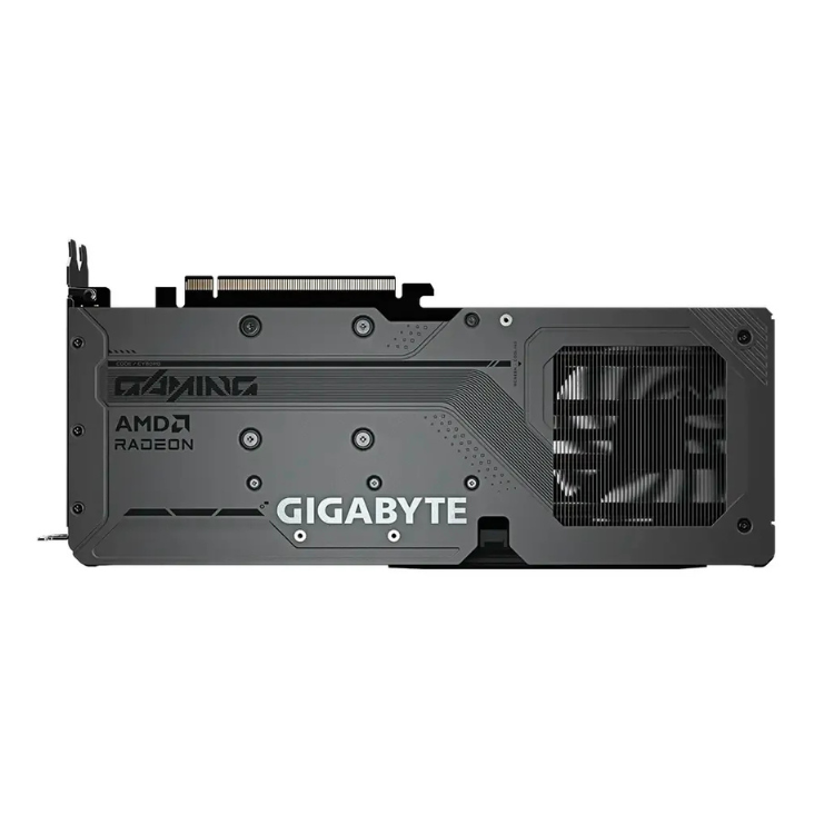 Gigabyte AMD Radeon RX 9060 XT Gaming OC 8GB GDDR6 graphics card, black, rear view.