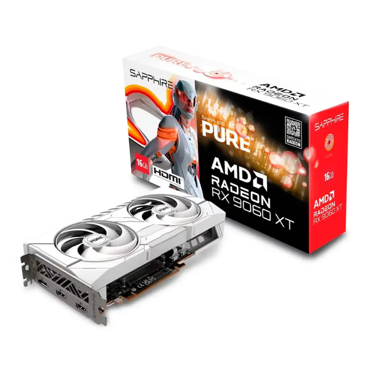 Placa Gráfica Sapphire AMD Radeon RX 9060 XT Gaming OC 16GB GDDR6 Branca