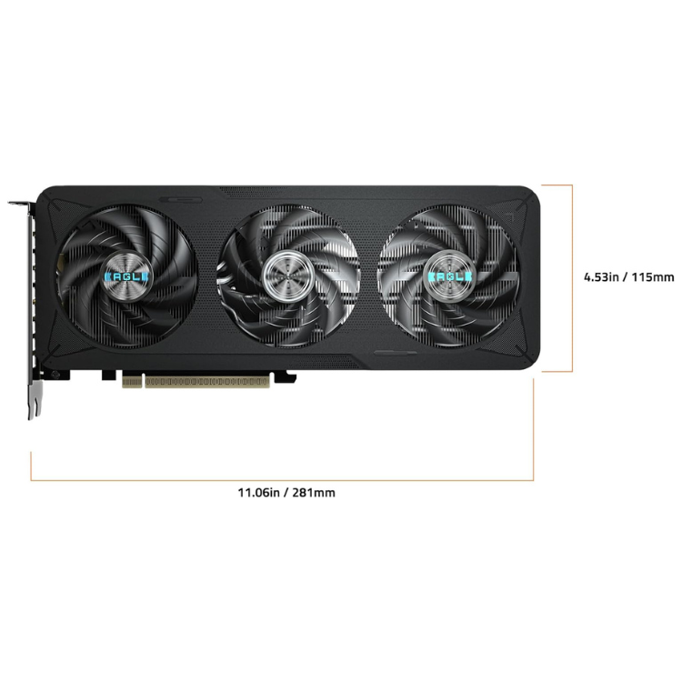Gigabyte NVIDIA GeForce RTX 5060TI Eagle Max OC 8GB GDDR7 graphics card, black, triple-fan cooling system.