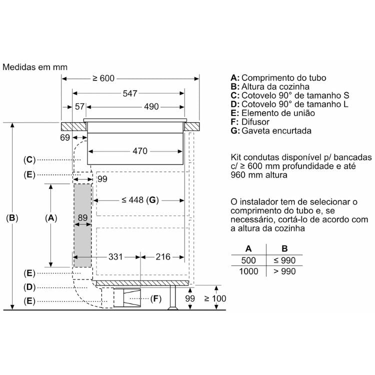 Placa de Indução c/ Exaustor Balay 3EBC983ER 7400W 4 Zonas 80cm