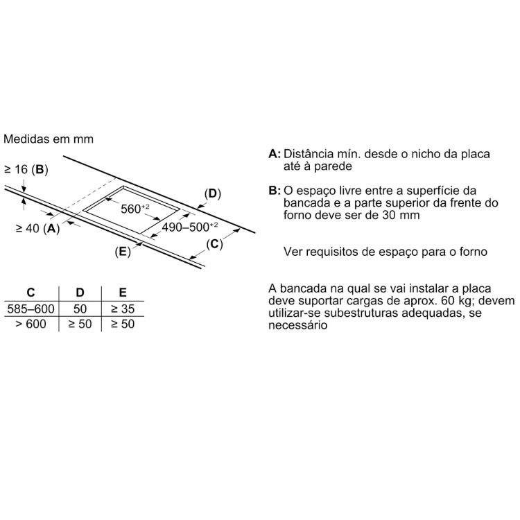 Placa de Indução Bosch Serie 6 PIJ631HC1E 7400W 3 Zonas 60cm