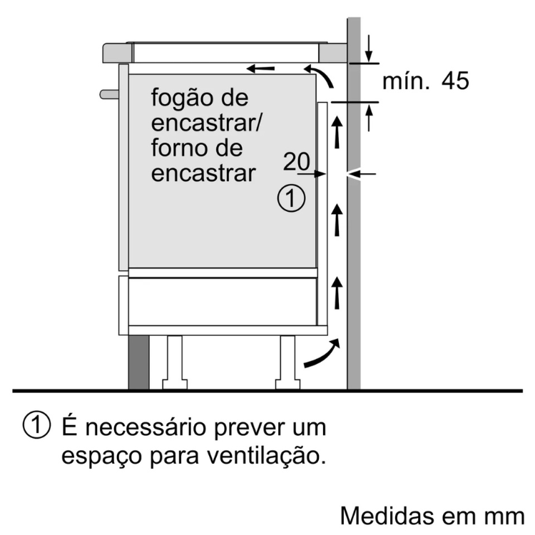 Bosch induction hob installation diagram, 60cm, 3 zones, measurements in mm.