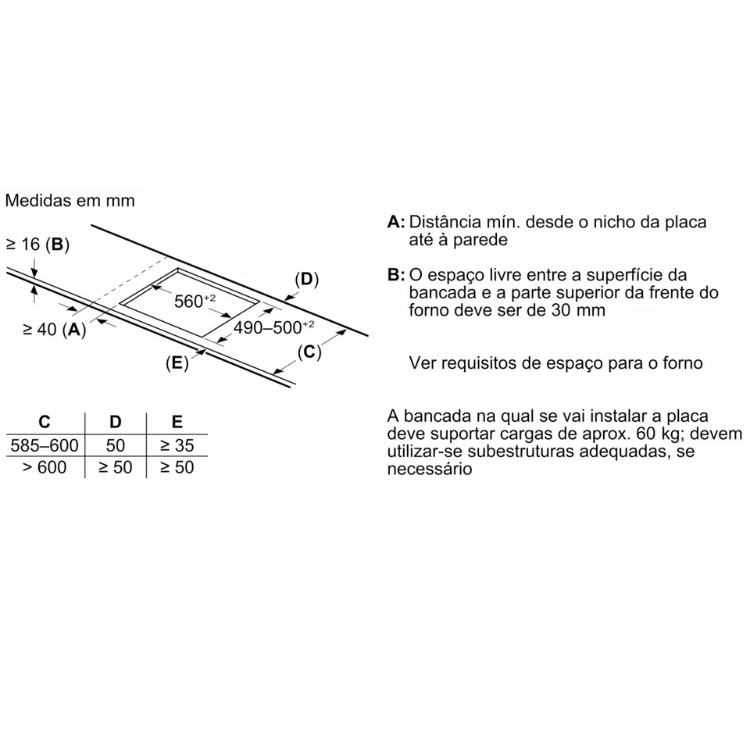 Placa de Indução Bosch Serie 6 PVJ631HC1E 7400W 3 Zonas 60cm