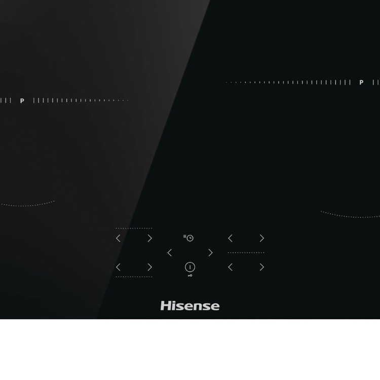 Hisense induction cooktop, black, 4 zones, control panel visible.