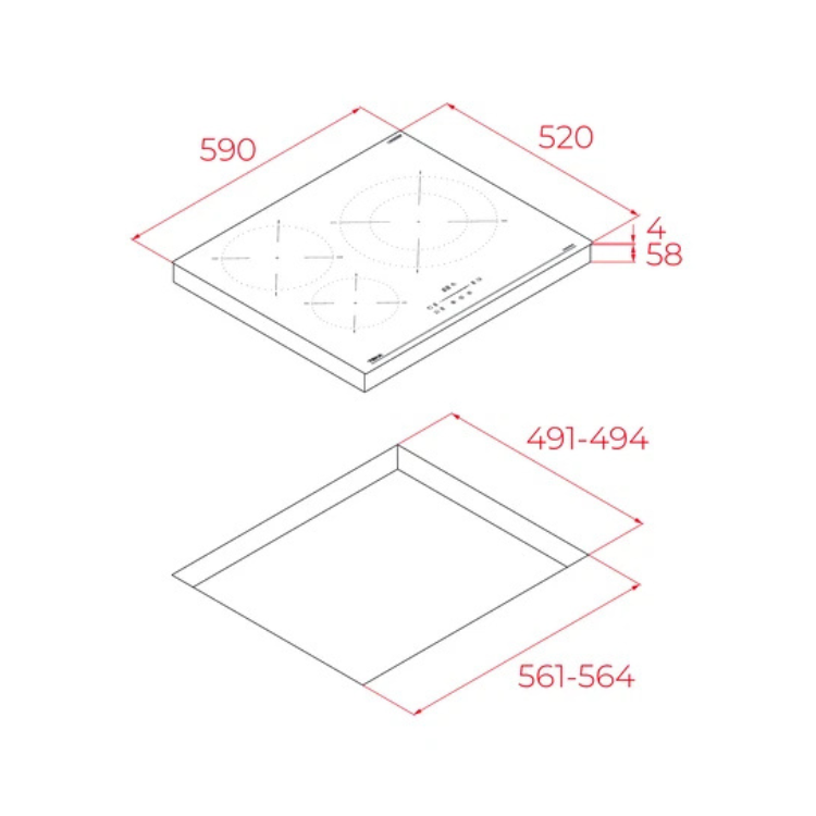 Placa de Indução Teka IBC63110SSMBK 7400W 3 Zonas 60cm