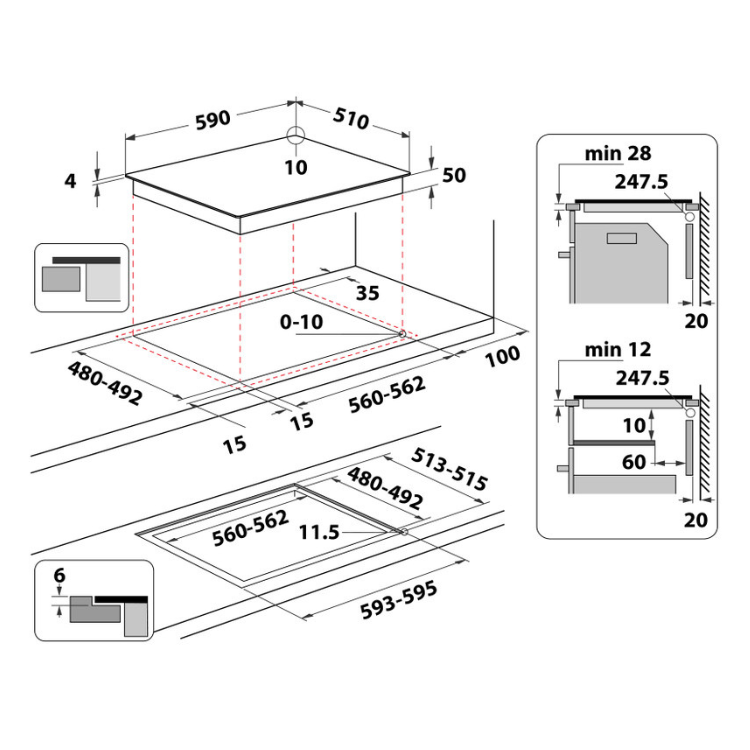 Placa de Indução Whirlpool WFS9860CPNE 7200W 3 Zonas 60cm