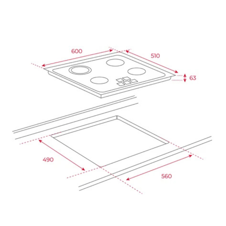 Placa Vitrocerâmica Teka TB6415 60cm 4 Zonas 6300W