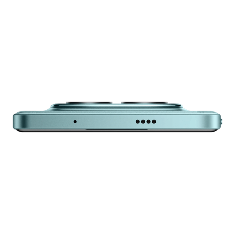 Poco M8 Pro 5G, verde, vista lateral, detalhes de furos e câmeras.