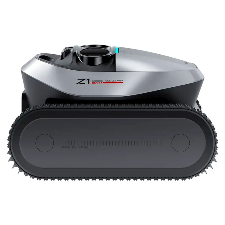 Dreame Z1 robotic pool cleaner, gray and black, with tracks and logo.