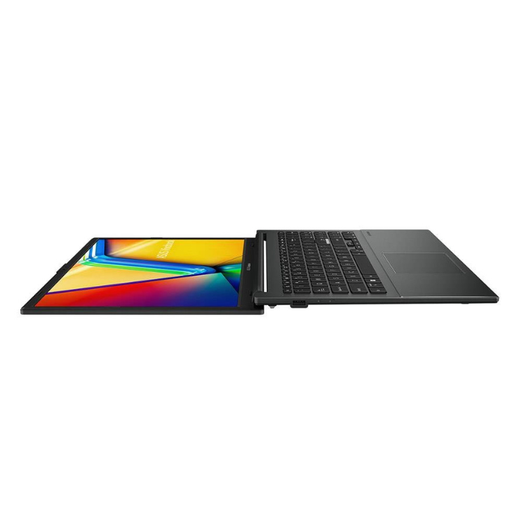 Portátil Asus VivoBook Go 15 E1504FA preto 15.6 polegadas com ecrã colorido e teclado destacado.