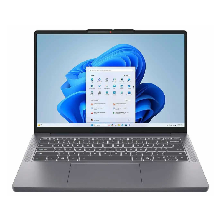 Lenovo IdeaPad Slim 3 laptop, 14" screen, grey, Windows desktop on display.