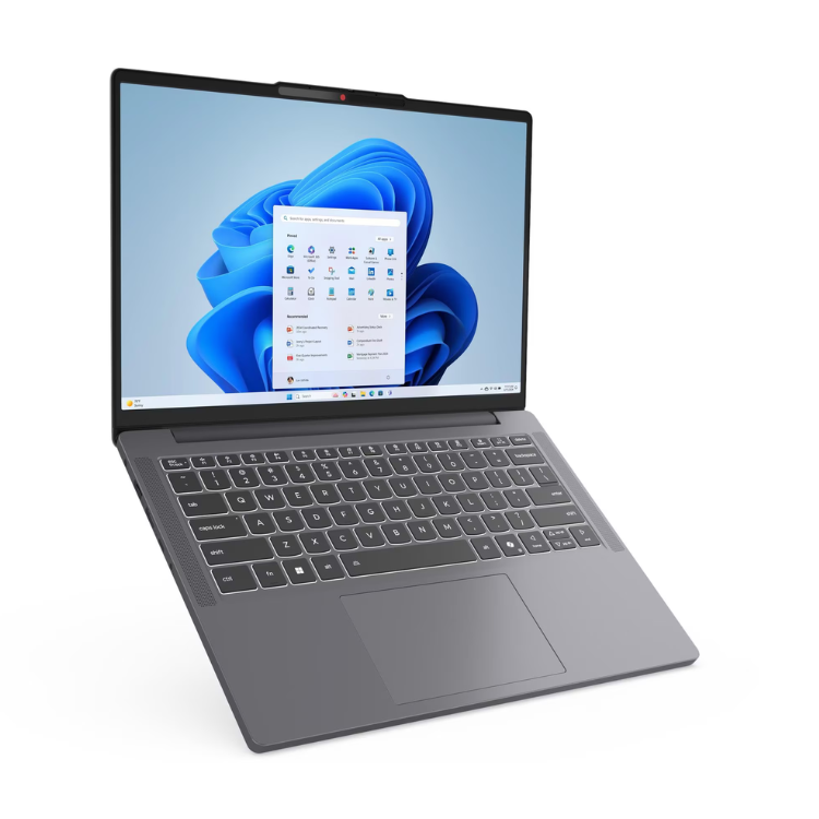 Lenovo IdeaPad Slim 3 laptop, 14" screen, grey, Windows desktop on display.