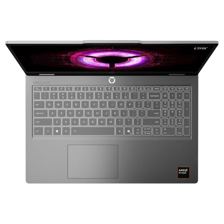 Portátil Lenovo LOQ Gaming 15ARP11-136 cinzento, 15.6 polegadas, teclado retroiluminado com logótipo AMD Ryzen.