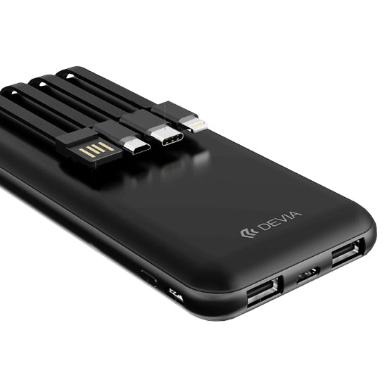 PowerBank Devia Kintone V2 4 Cabos 10000mAh Preto