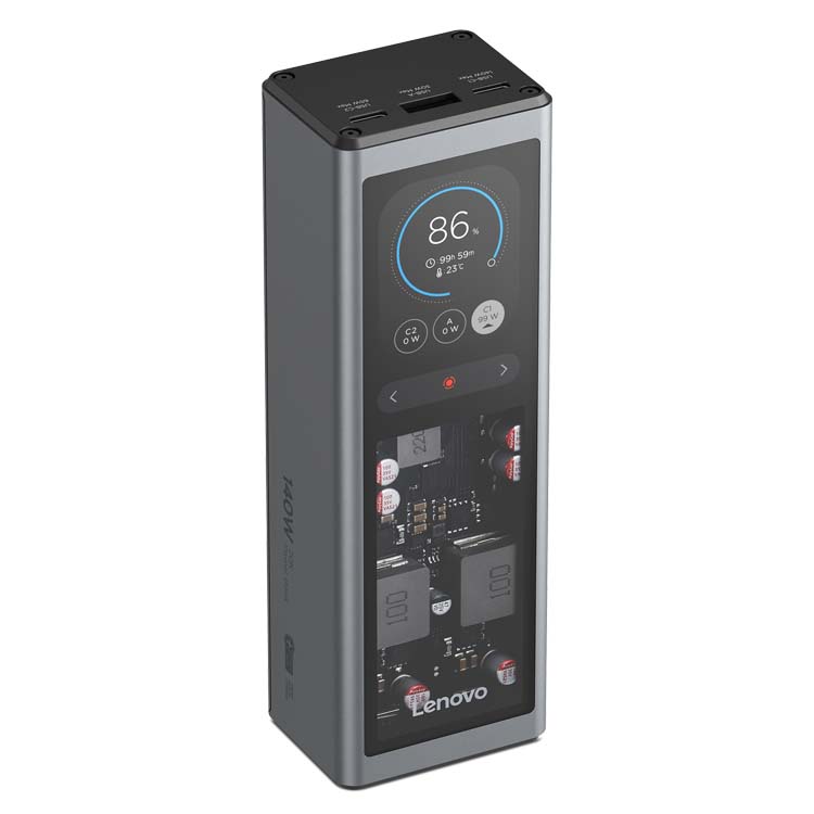 Powerbank Lenovo Smart Laptop 20000mAh 140W USB-C com Ecrã TFT Cinzento