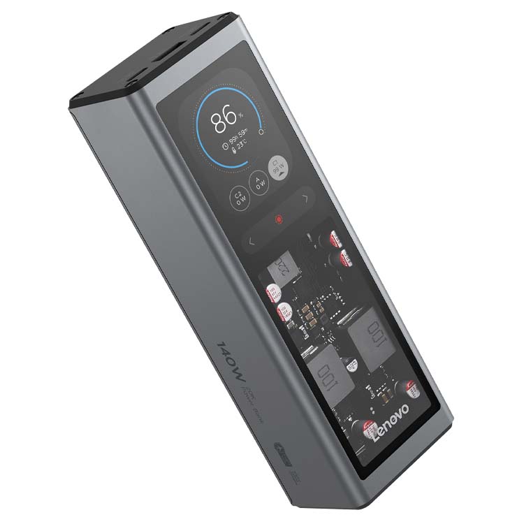 Powerbank Lenovo Smart Laptop 20000mAh 140W USB-C com Ecrã TFT Cinzento