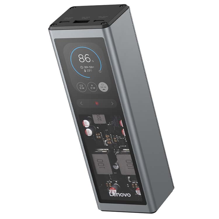 Powerbank Lenovo Smart Laptop 20000mAh 140W USB-C com Ecrã TFT Cinzento