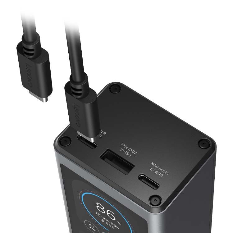 Powerbank Lenovo Smart Laptop 20000mAh 140W USB-C com Ecrã TFT Cinzento