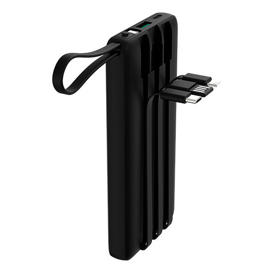 Powerbank Devia preto 10000mAh 22.5W com 4 cabos.
