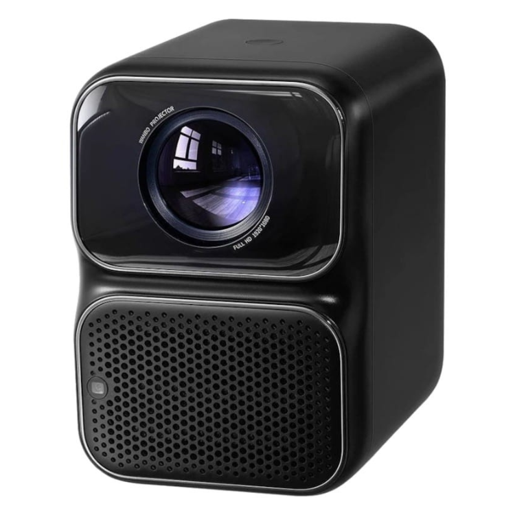 Projetor Wanbo TT preto, com resolução FHD e 650 Lumens, com altifalante e lente visível.