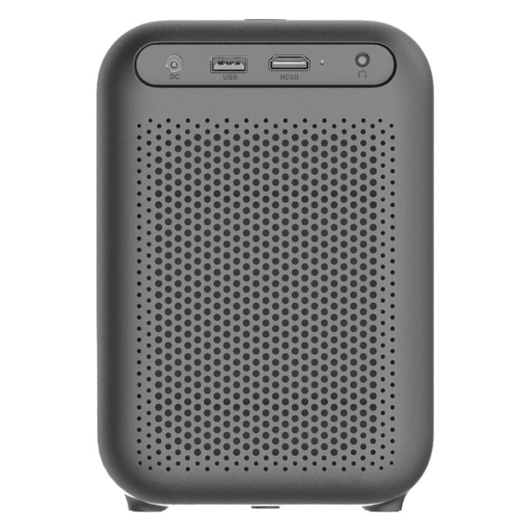 Projetor Wanbo TT preto com entradas USB, HDMI e ventilação frontal.