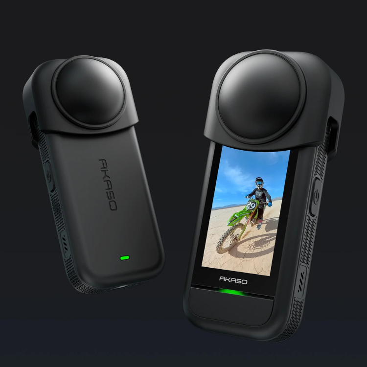Black Akaso 360 camera lens protector, matte finish, on/off green light indicator.