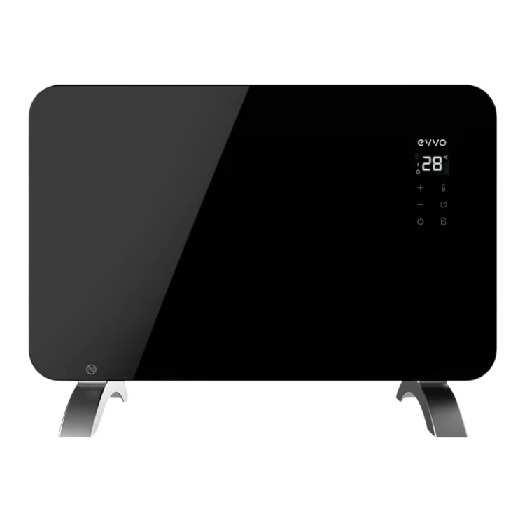Aquecedor Radiador Convector Evvo C1000 Crystal preto 1000W com painel digital.