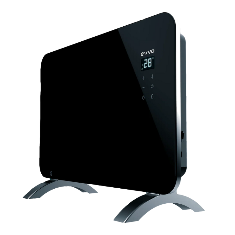Aquecedor Radiador Convector Evvo C1000 Crystal preto 1000W com painel digital.