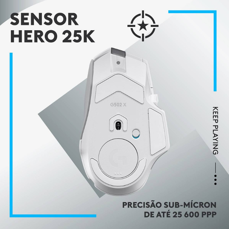 Rato Óptico Logitech G502 X Lightspeed Wireless 25600DPI Gaming Branco