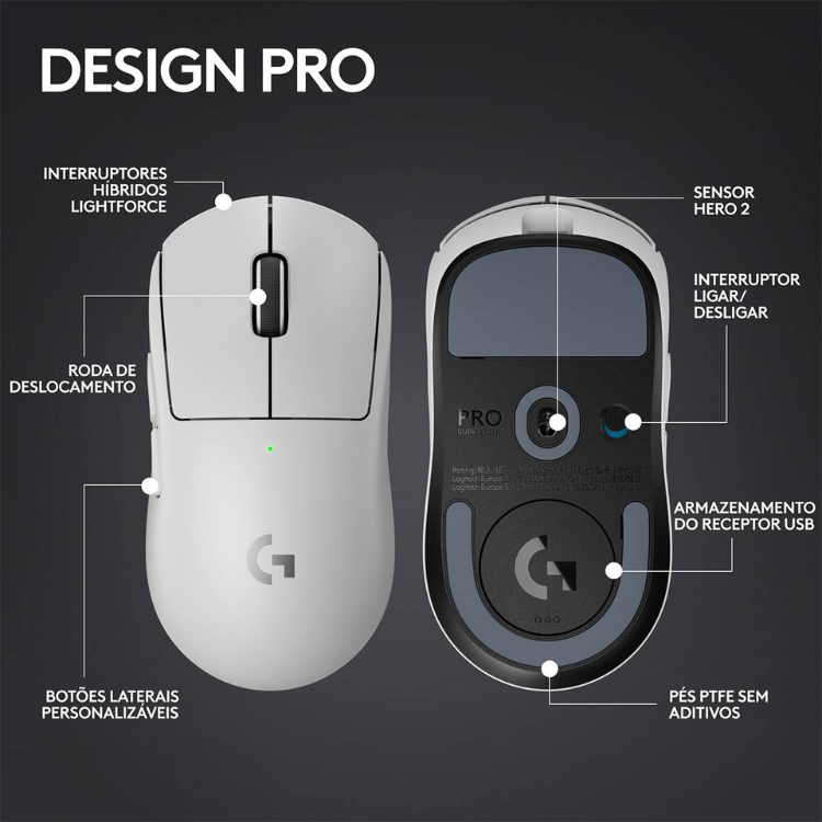 Rato Óptico Logitech G Pro X Superlight 2 Wireless 44000DPI Branco