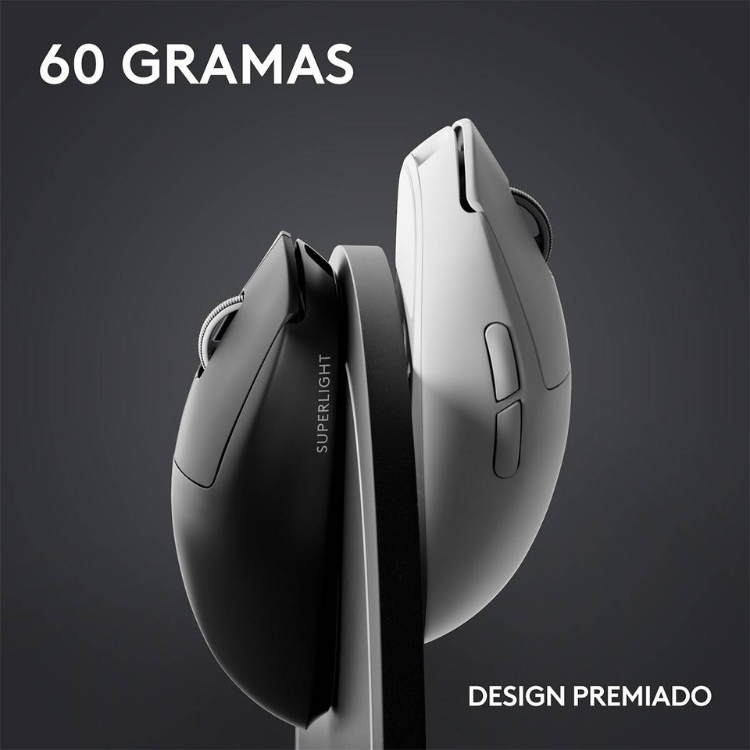 Logitech G Pro X Superlight 2 wireless gaming mouse, black and white, 44000 DPI.