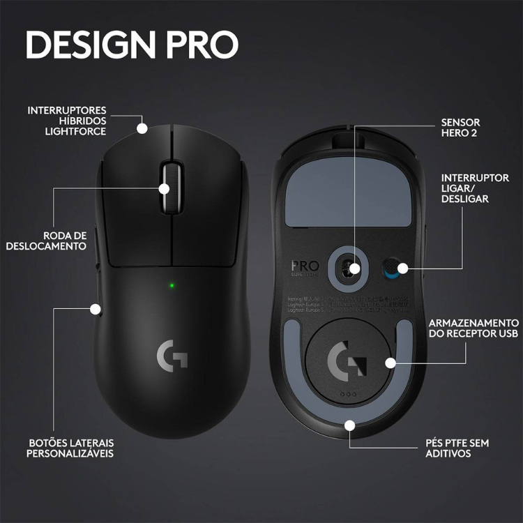Logitech G Pro X Superlight 2 wireless gaming mouse, black, 44000 DPI optical sensor.