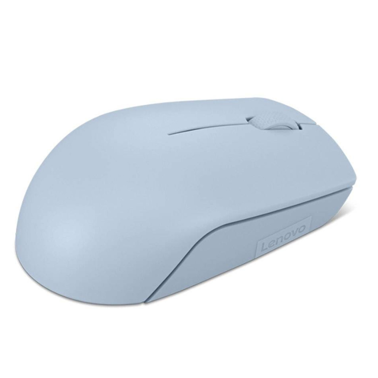 Lenovo compact wireless mouse, blue, 1000 DPI optical, ergonomic design.