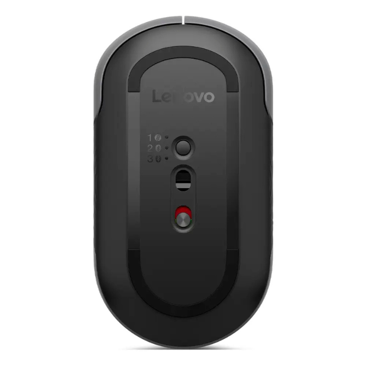 Lenovo wireless mouse, black, 4000 DPI, multi-device, silent, Luna Grey accents.