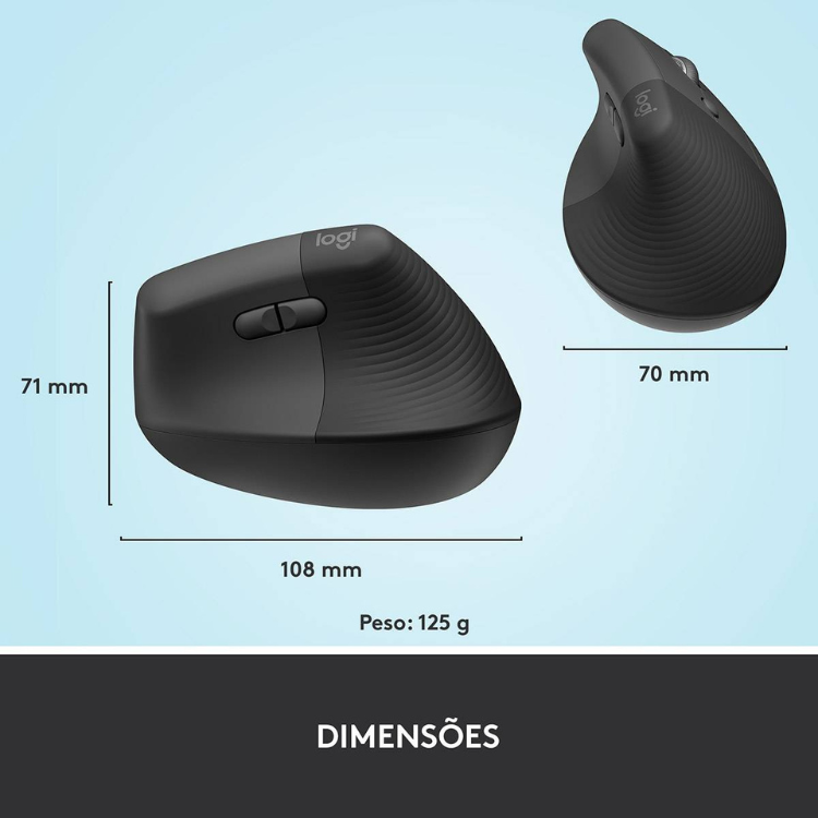 Rato Óptico Logitech Lift Vertical Direita Preto