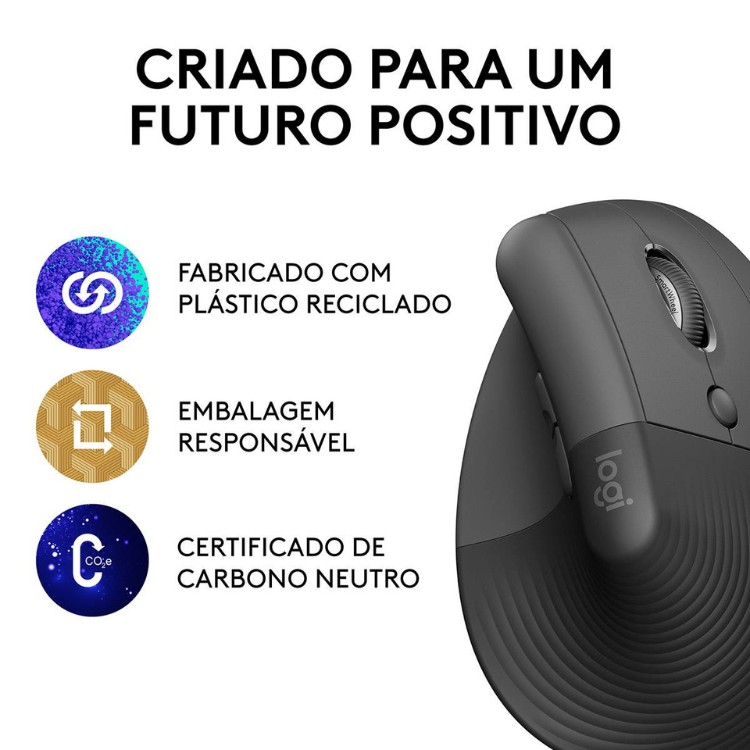 Rato Óptico Logitech Lift Vertical Direita Preto
