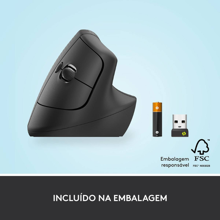 Rato Óptico Logitech Lift Vertical Direita Preto