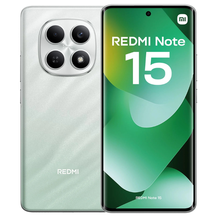 Smartphone Xiaomi Redmi Note 15 verde, 8GB/256GB, Dual Sim, com quatro câmeras na parte traseira.