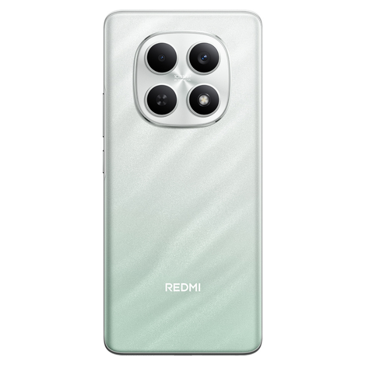 Smartphone Xiaomi Redmi verde, 4 câmeras, logotipo Redmi na parte inferior.