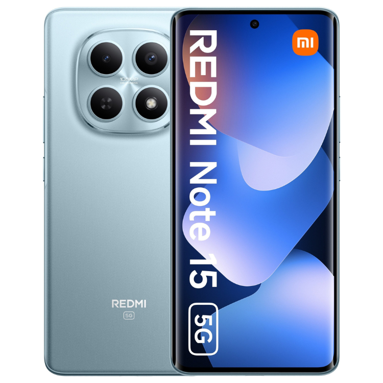 Xiaomi Redmi Note 15 5G azul, 8GB/256GB, câmaras quádruplas e ecrã 6.77 polegadas.