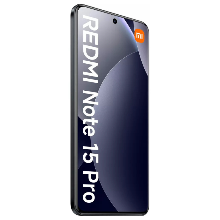 Xiaomi Redmi Note 15 Pro, smartphone preto, 8GB/256GB, ecrã 6.77 polegadas.