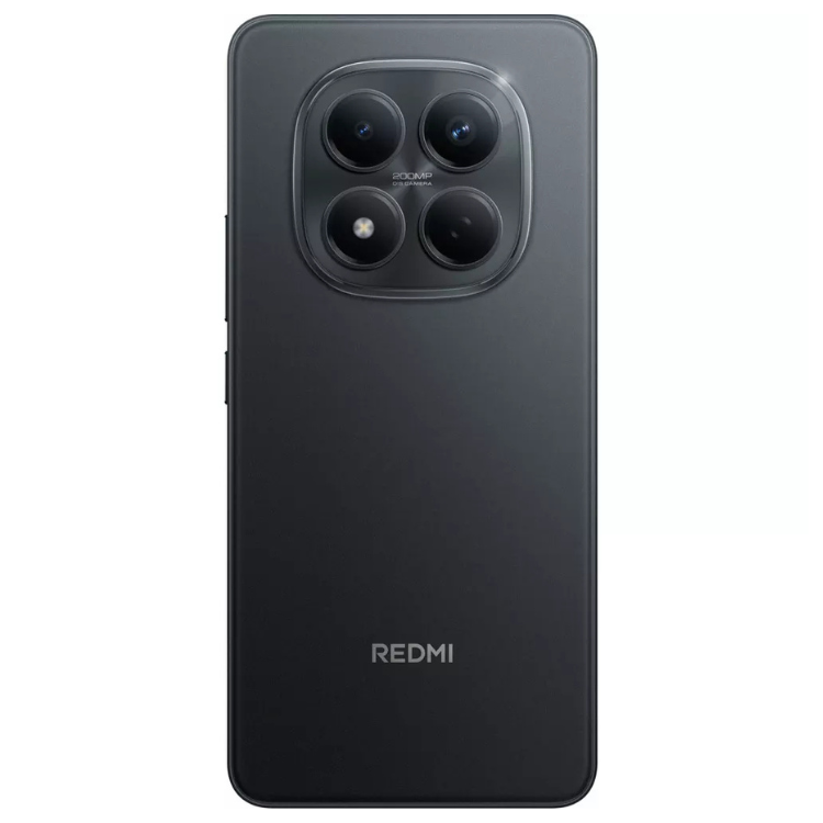 Smartphone Xiaomi Redmi preto com 4 câmeras e logotipo Redmi na parte inferior.