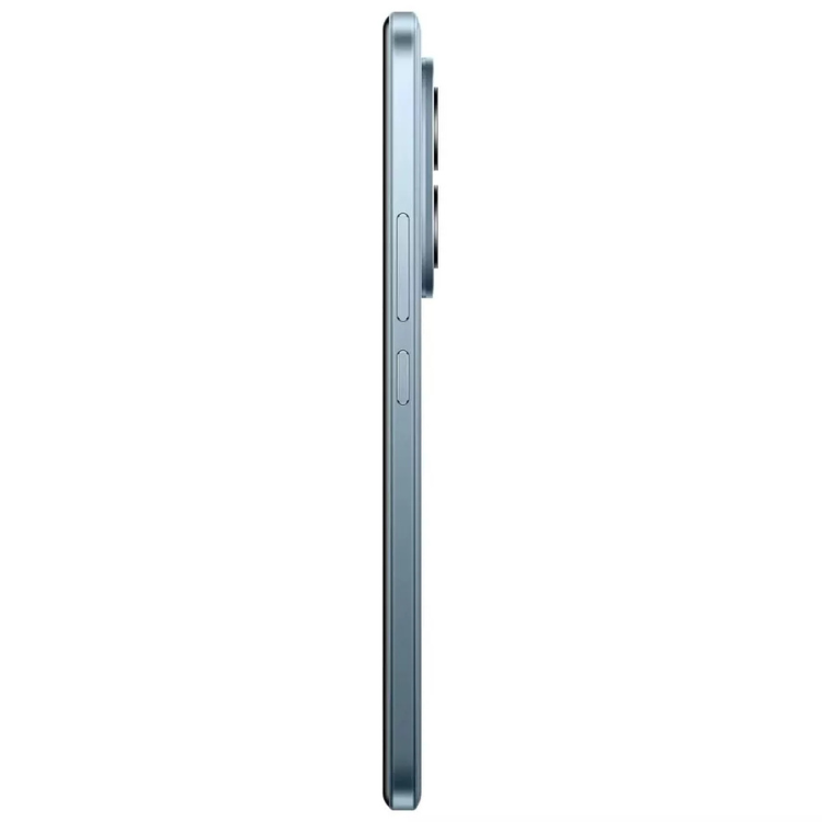 Smartphone Xiaomi Redmi Note 15 Pro azul, lado esquerdo com câmeras e botões, em fundo branco.