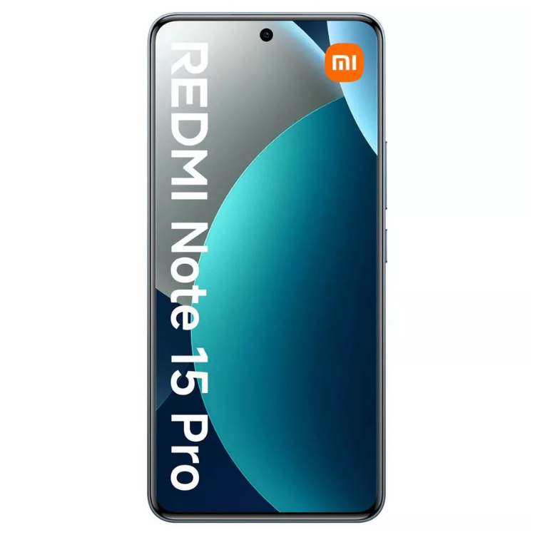 Smartphone Xiaomi Redmi Note 15 Pro azul, com ecrã colorido e logótipo Mi.