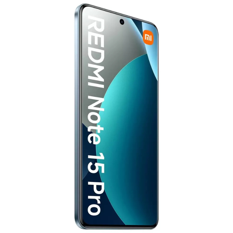 Smartphone Xiaomi Redmi Note 15 Pro azul, com logotipo Xiaomi e texto Redmi Note 15 Pro no ecrã.
